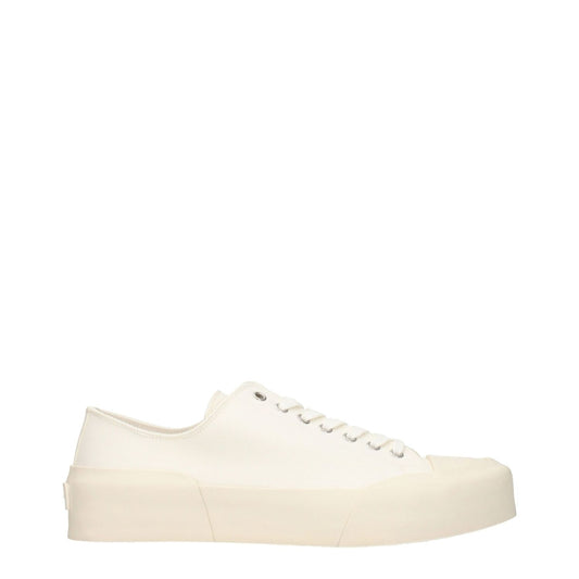 Jil Sander Beige Fabric Low Top Sneakers with lace-up closure and rubber sole
