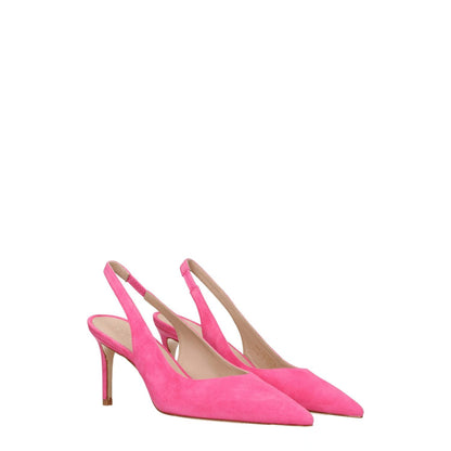 Stuart Weitzman Pink Leather High Heel Pumps with pointy toe and mid heels in suede, style casual, perfect for elegant occasions.