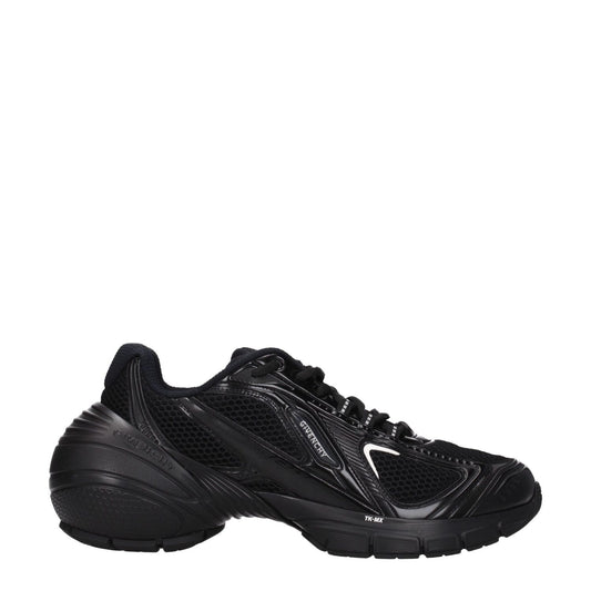 alt_tag: Black Fabric Athletic Sneakers by Givenchy featuring lace-up closure, front and side logo, rubber sole, and mid heel.