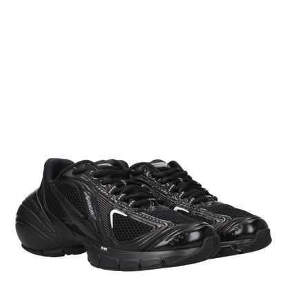 Givenchy Black Fabric Athletic Sneakers with lace-up closure and rubber sole, featuring front and side logos, round toe design.