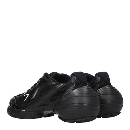 Givenchy Black Fabric Athletic Sneakers, featuring leather materials, rubber sole, and lace-up closure with front and side logos.
