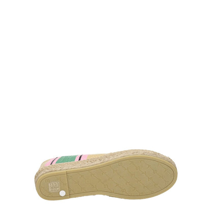 Stella McCartney Multicolor Fabric Espadrilles with logo, side view of sole, rubber sole, casual style, self tie closure.
