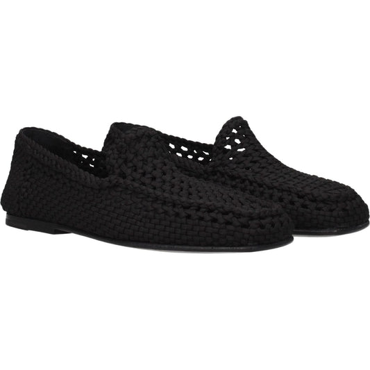 Dolce & Gabbana Black Fabric Slip-On Loafers DO-8547327639817-EU40/US7