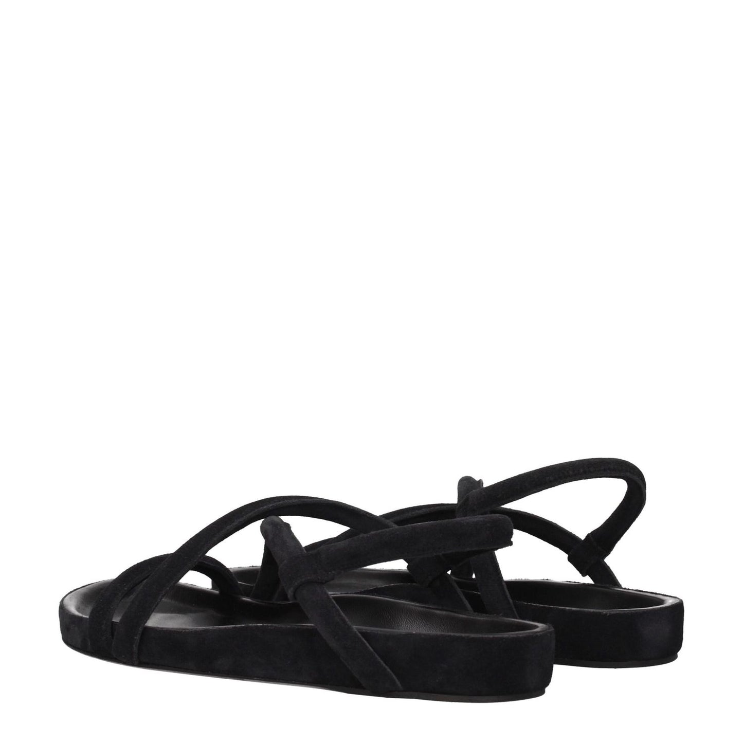 Isabel Marant Black Leather Flat Sandals with open toe, aged and vintage effect, low heel, suede material, and leather sole.