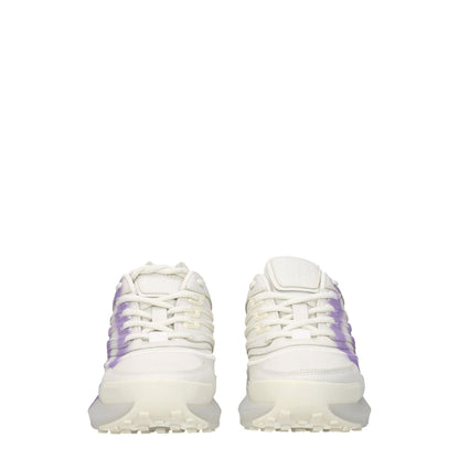 Front view of Givenchy Beige Leather Low Top Sneakers with lilac side detail and lace-up closure.