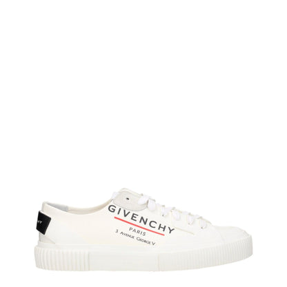 Givenchy Beige Fabric Low Top Sneakers with logo, vintage effect, lace-up style, and rubber sole in off-white color.