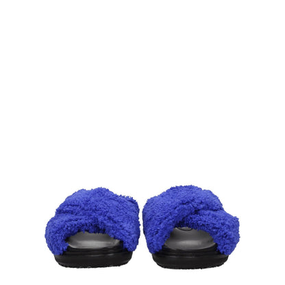 Marni Purple Fabric Slippers with open toe, rubber sole, side logo, casual style, and low flat heel, featuring violet juniper design.