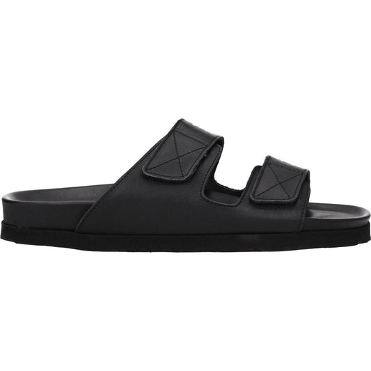 Palm Angels Black Leather Slippers Sandals PA-8547346678025-EU40/US7