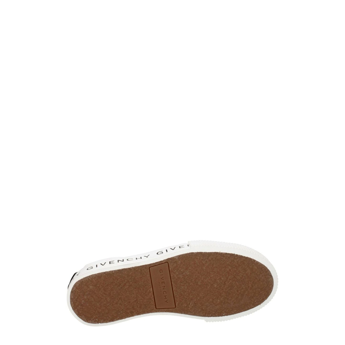 Sole view of Givenchy White Leather Low Top Sneakers with brown rubber sole