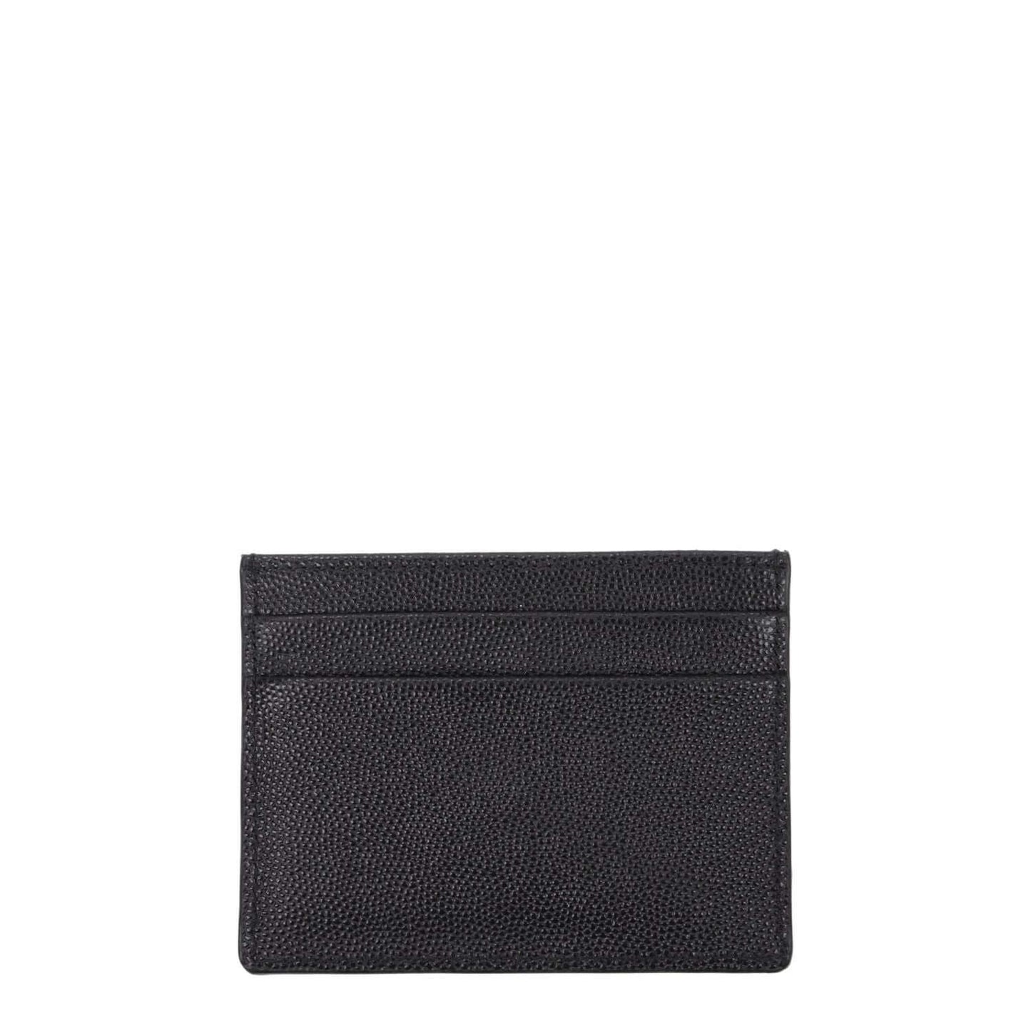 Palm Angels Black Leather Cardholder with front logo, 5 card slots, and stylish street design.