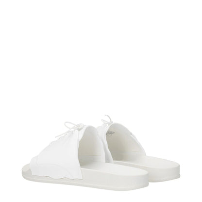 Maison Margiela White Cotton Slippers with rubber sole, open toe, and front detail.
