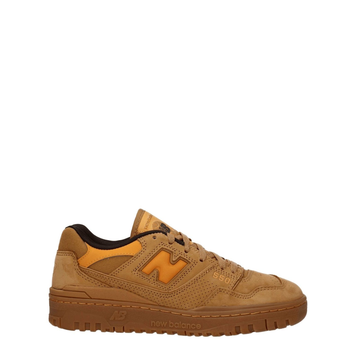 New Balance Brown Leather Sneakers with suede, logos, rubber sole, lace-up closure, low heel, round toe design - MPN UBB550WEA.