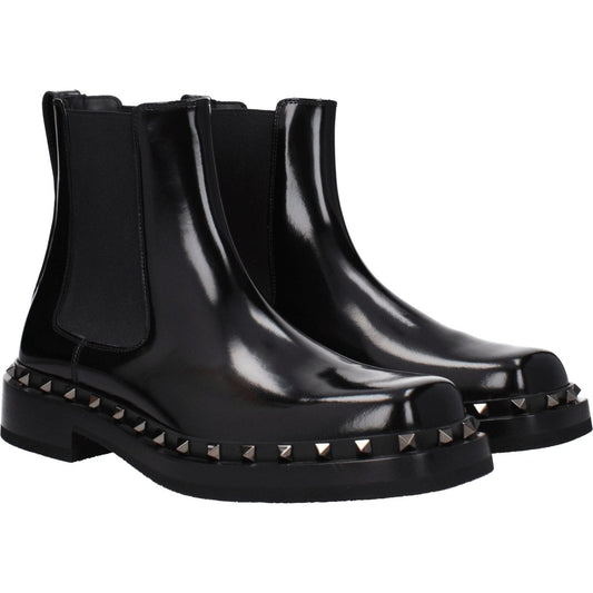 Valentino Garavani Black Leather Ankle Boots VA-8547413852425-EU44/US11