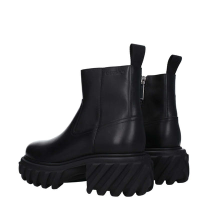 Off-White Black Leather Ankle Boots