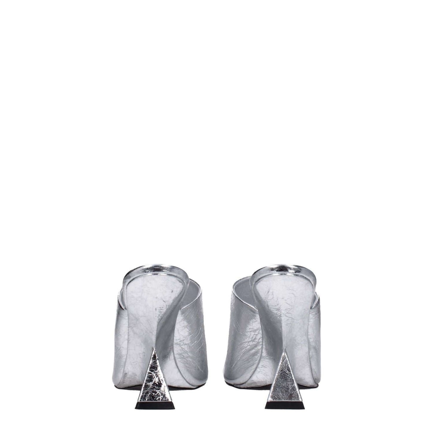 The Attico Gray Leather Platform Sandals