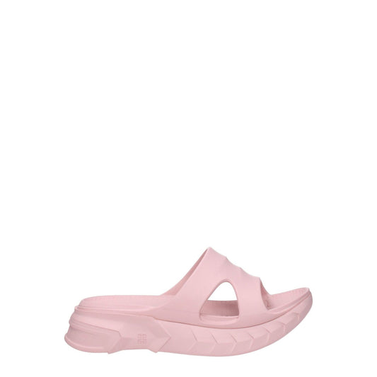 Givenchy Pink Cotton Slippers with rubber sole and open toe design, featuring casual style and mid heels. MPN BE305AE194682.