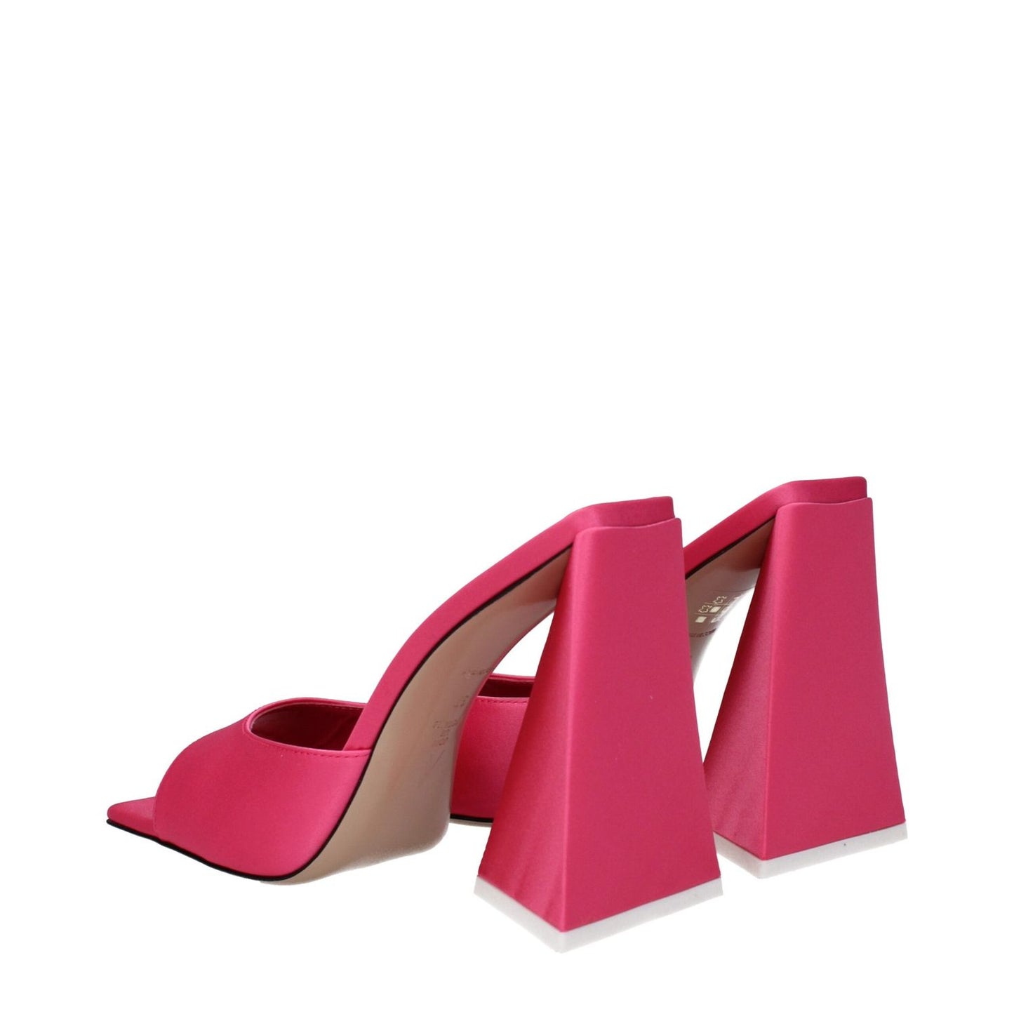 The Attico Pink Fabric Platform Sandals with open toe and high heel, featuring an 11 cm heel height and leather sole.