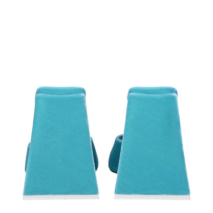 The Attico Light Blue Velvet Platform Sandals with turquoise high heels and open toe design, back view showcasing 11.5 cm heels.