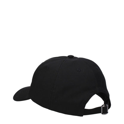 Valentino Garavani Black Cotton Cap (Baseball Hat) with adjustable buckle closure displayed from the back view.