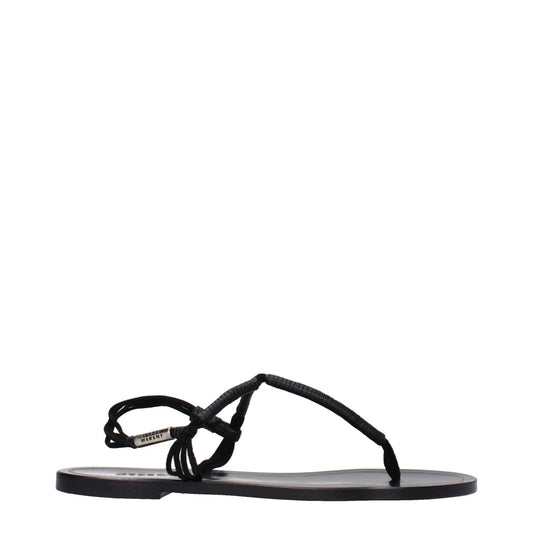 Isabel Marant Black Leather Flip-Flop Sandals featuring open toe, low flat heel, and side logo details. Casual style sandals, MPN SD0058FAA2B03S01BK.