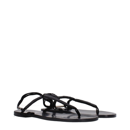 Isabel Marant Black Leather Flip-Flop Sandals with open toe and side logo, casual style and low flat heel, MPN SD0058FAA2B03S01BK.