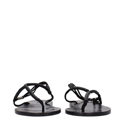 Isabel Marant Black Leather Flip-Flop Sandals with open toe, low flat heel, and side logo. MPN SD0058FAA2B03S01BK, stylish and casual.