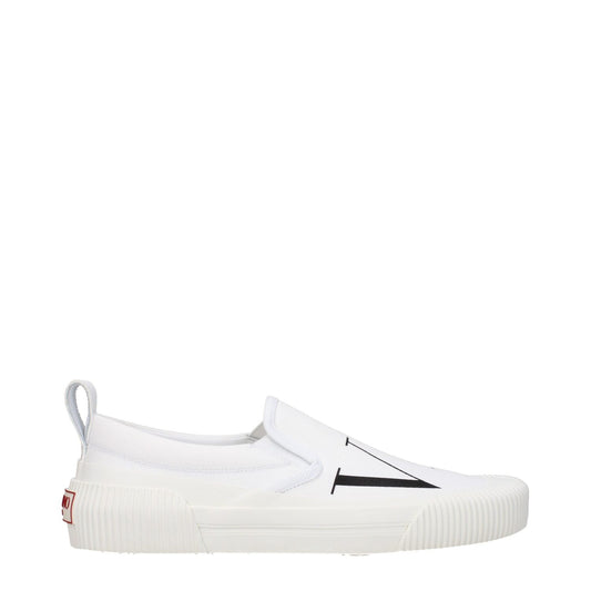 Valentino Garavani White Fabric Slip-On Loafers