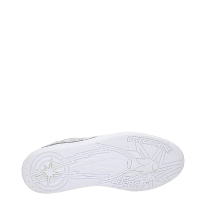 Sole of Enterprise Japan White Leather Athletic Sneakers showing brand logo and design.