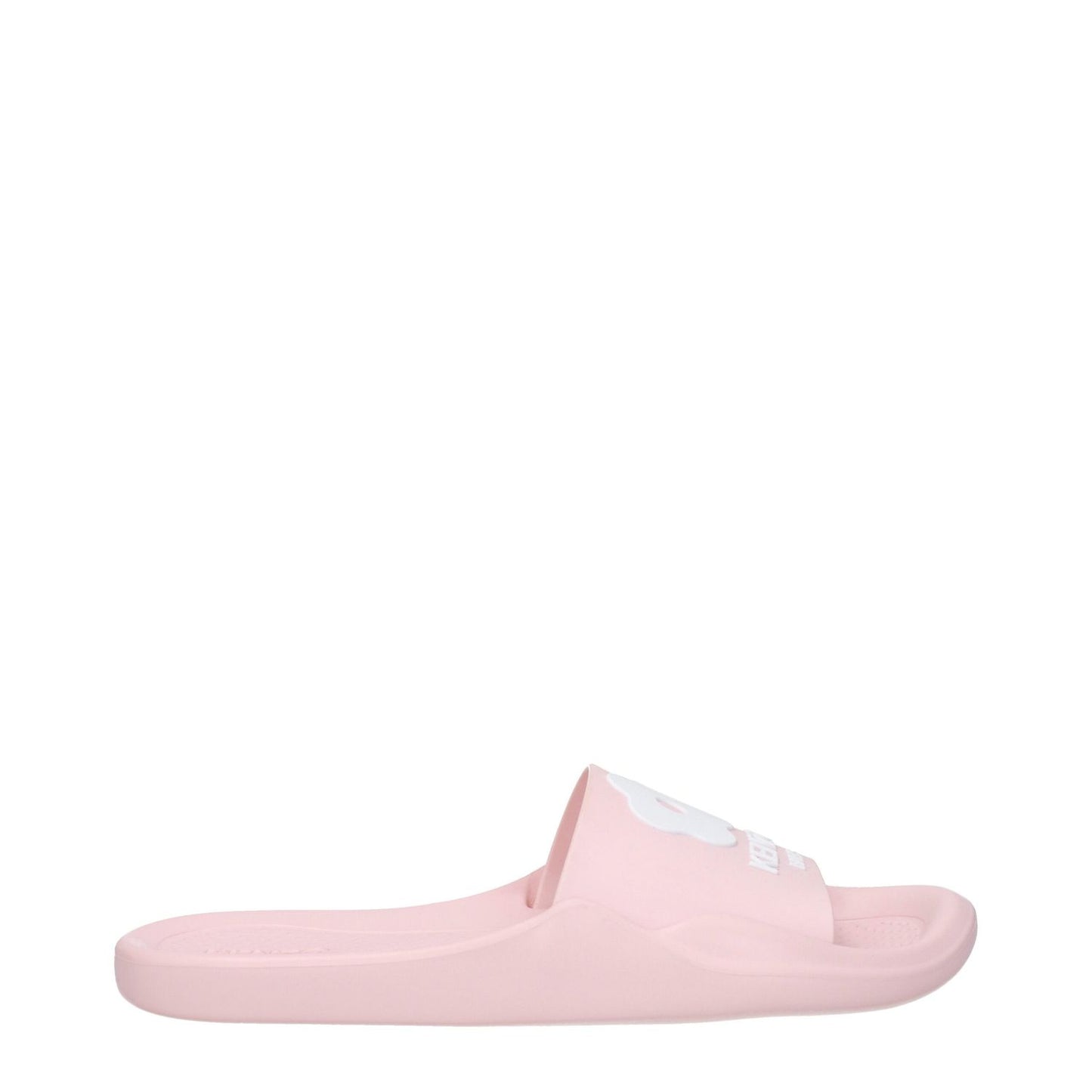 Kenzo Pink Cotton Slippers with front logo, open toe design, rubber sole, casual style, MPN FE52MU110P5134, featuring low flat heel.
