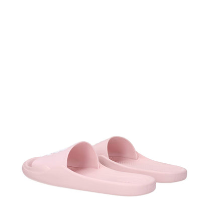 Kenzo Pink Cotton Slippers with open toe design and rubber sole, featuring front logo, perfect for casual wear.