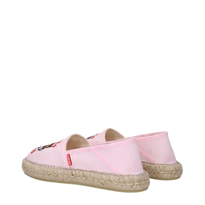 Kenzo Pink Fabric Espadrilles with front and side logo, rubber sole, round toe, and low flat heel, MPN FE52ES020F8134, casual style