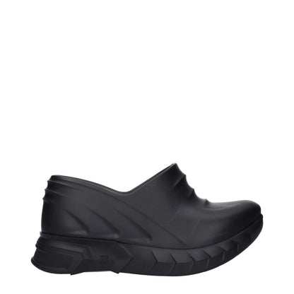Givenchy Black Cotton Slippers with side and back logo, casual style, rubber sole, wedge heel, round toe. MPN BE305UE0Y9001.