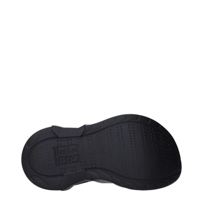 Givenchy Black Cotton Slippers with rubber sole showing logo design and casual style.
