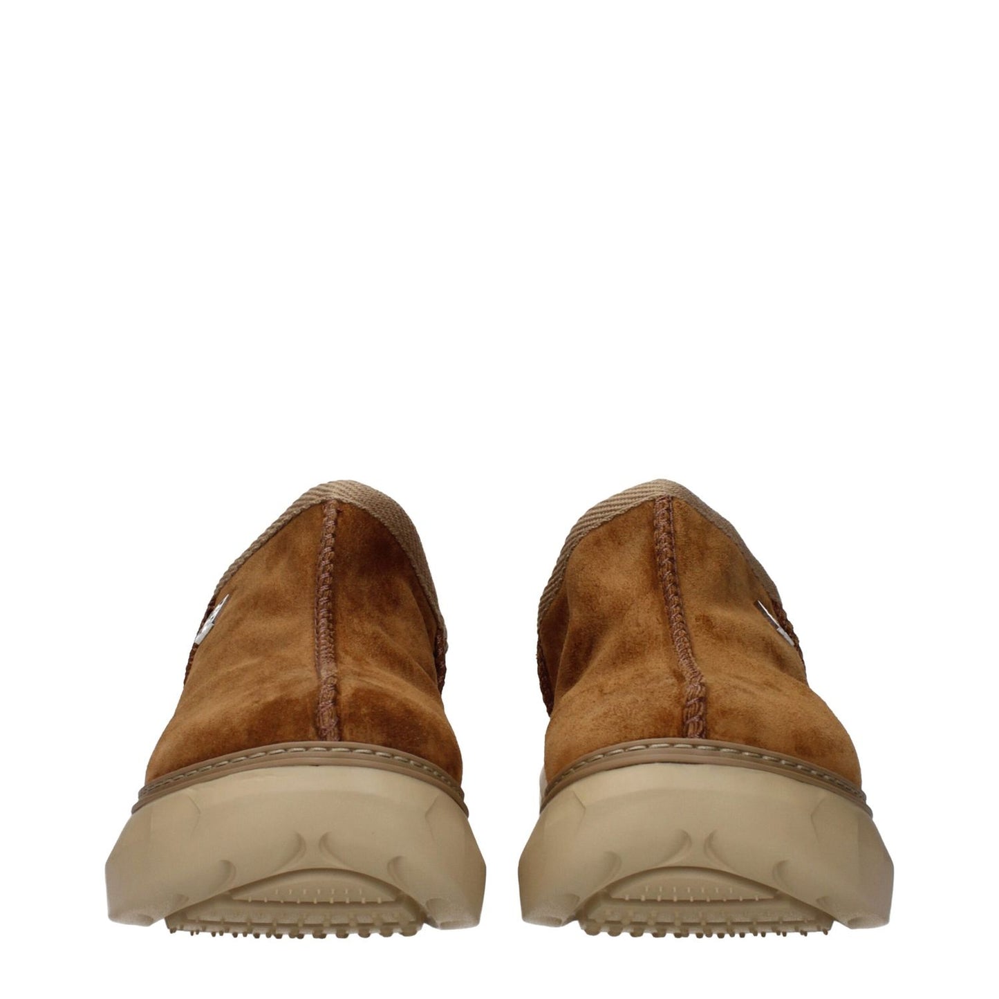 Back view of Givenchy Brown Leather Slippers showcasing suede material and rubber sole.