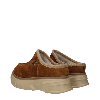Givenchy Brown Leather Slippers with side and back logo, brown suede, rubber sole, mid heels, MPN BE2019E1AD250, casual style, round toe.