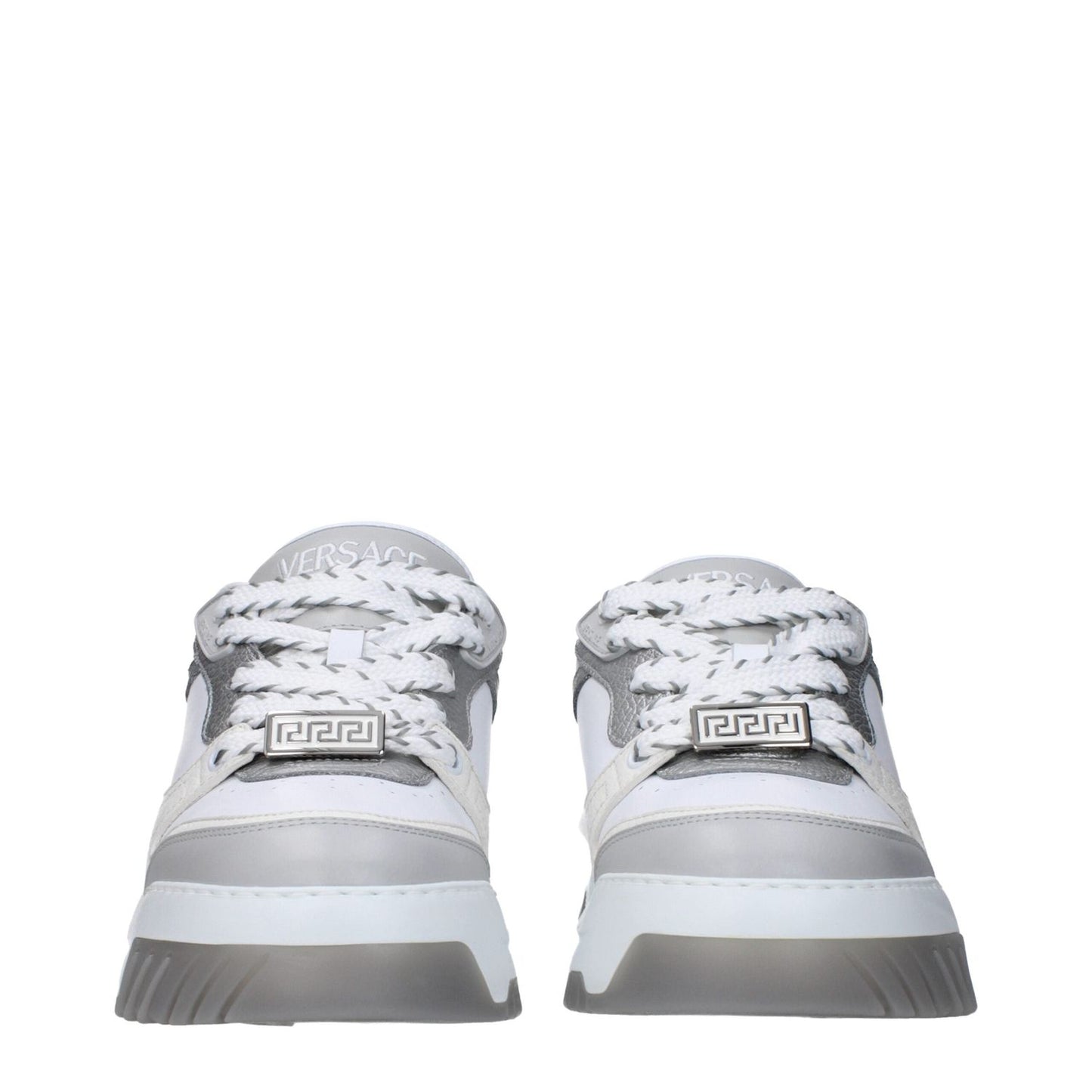 Versace White Leather Chunky Sneakers VE-9489408295177-EU45/US12