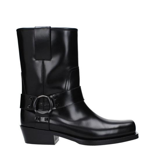 Valentino Garavani Black Leather Ankle Boots