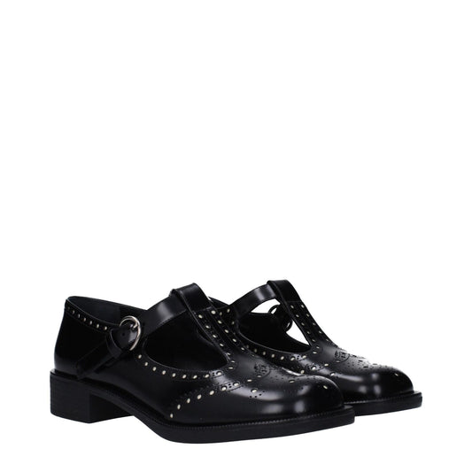 Miu Miu Black Leather Slip-On Loafers MI-10009970704649-EU35/US5