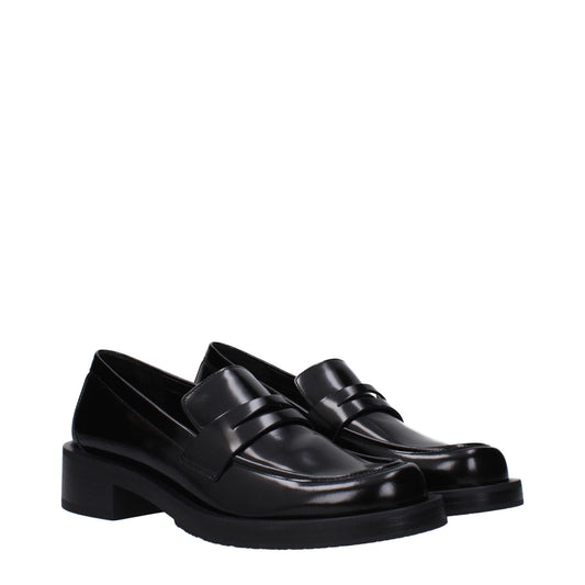 Stuart Weitzman Black Leather Slip-On Loafers ST-15037519921417-EU36.5/US6.5