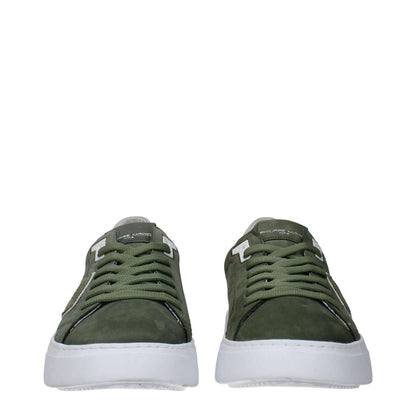 Philippe Model Green Leather Low Top Sneakers