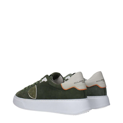 Philippe Model Green Leather Low Top Sneakers