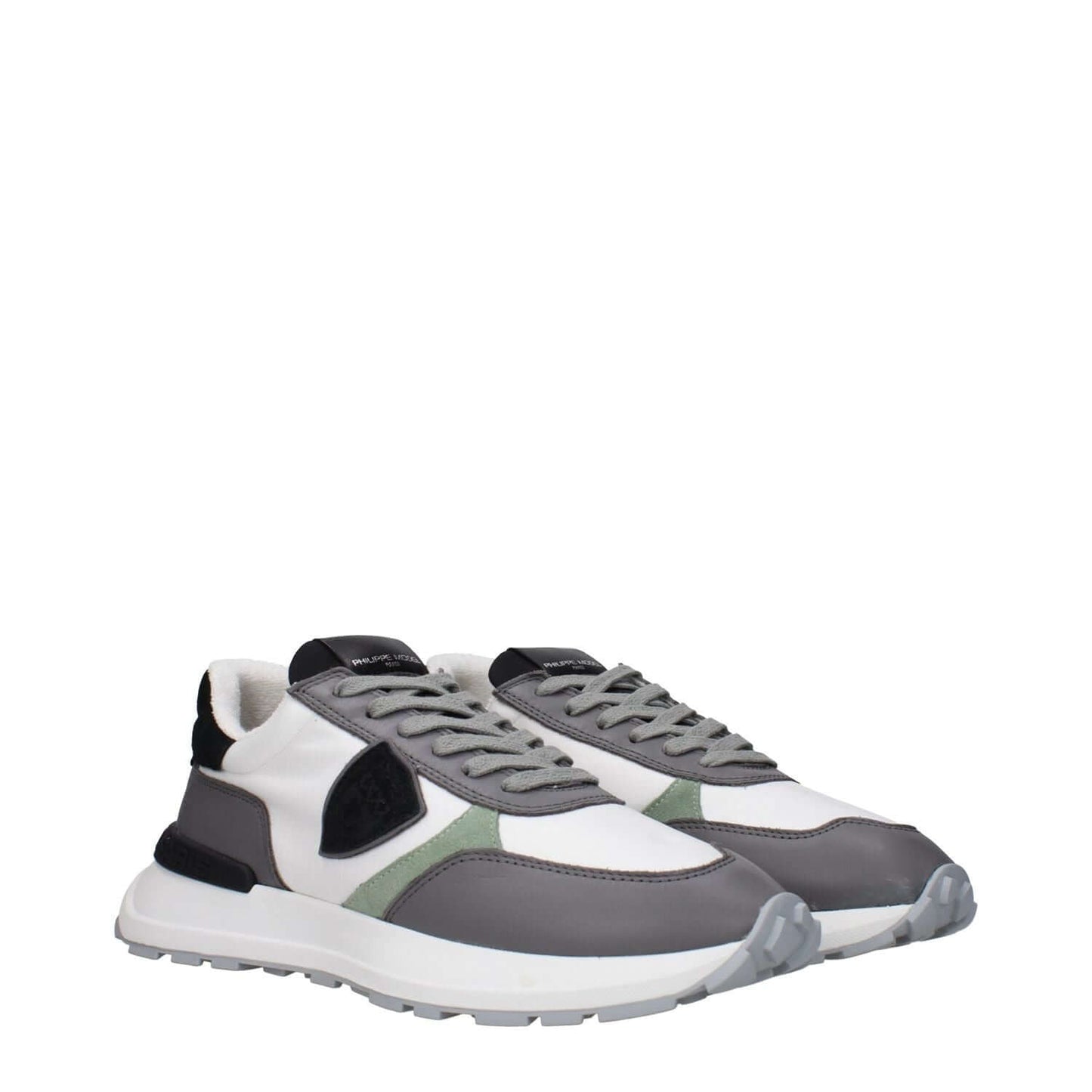 Philippe Model White Fabric Athletic Sneakers with vintage effect, front and back logo, MPN ATLUZ0PELLETB217, code F83286.