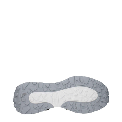 Bottom view of Philippe Model White Fabric Athletic Sneakers with textured sole design and vintage effect.