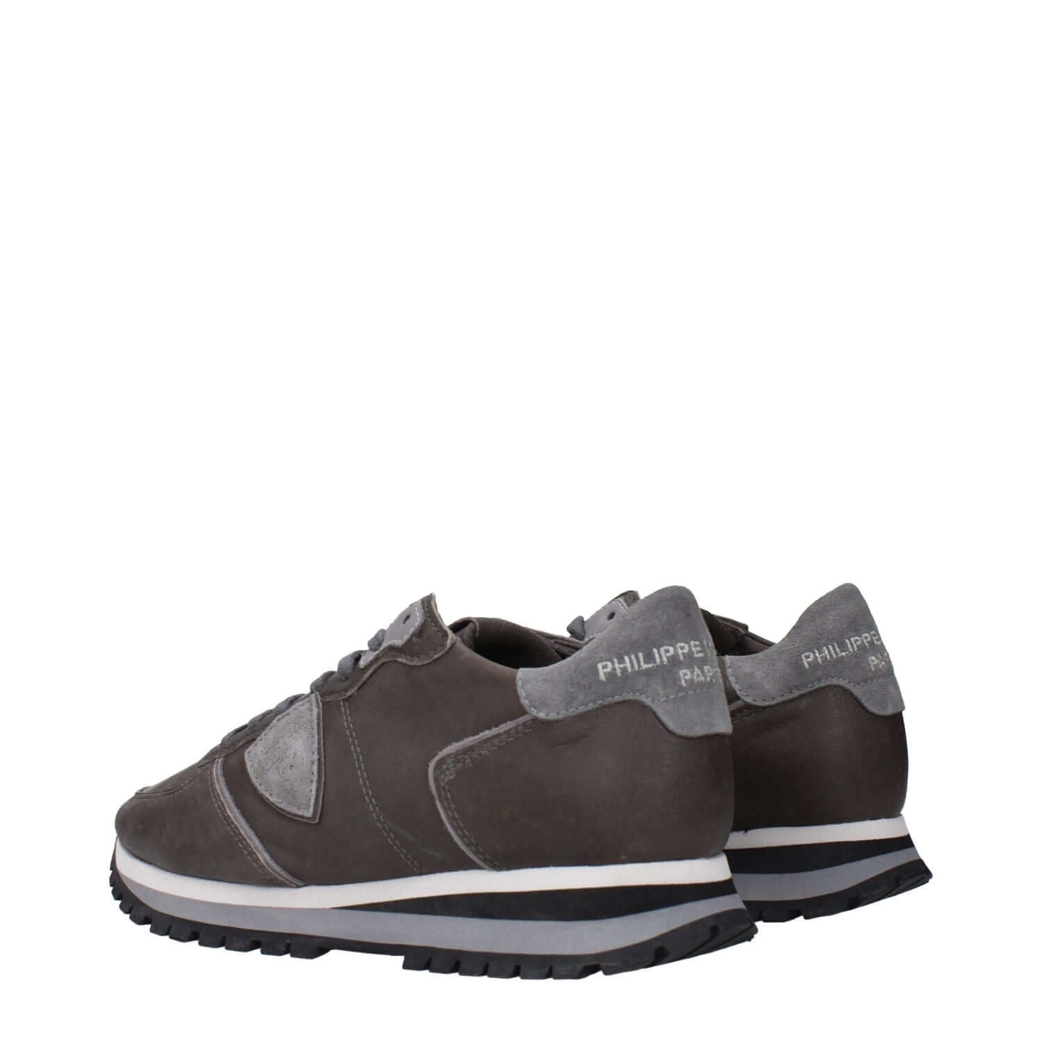 Philippe Model Gray Leather Sneakers