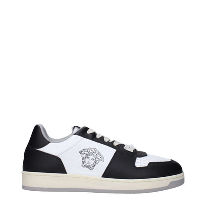 Versace White Leather Low Top Sneakers featuring front and back logo, MPN 10133771A115542B020.