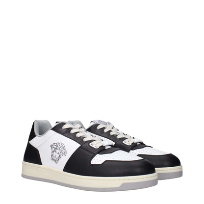 Versace White Leather Low Top Sneakers with front and back logo detailing, featuring MPN 10133771A115542B020 and code F83436 design.