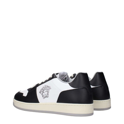 Versace White Leather Low Top Sneakers with logo details, stylish and modern design, perfect for casual wear.