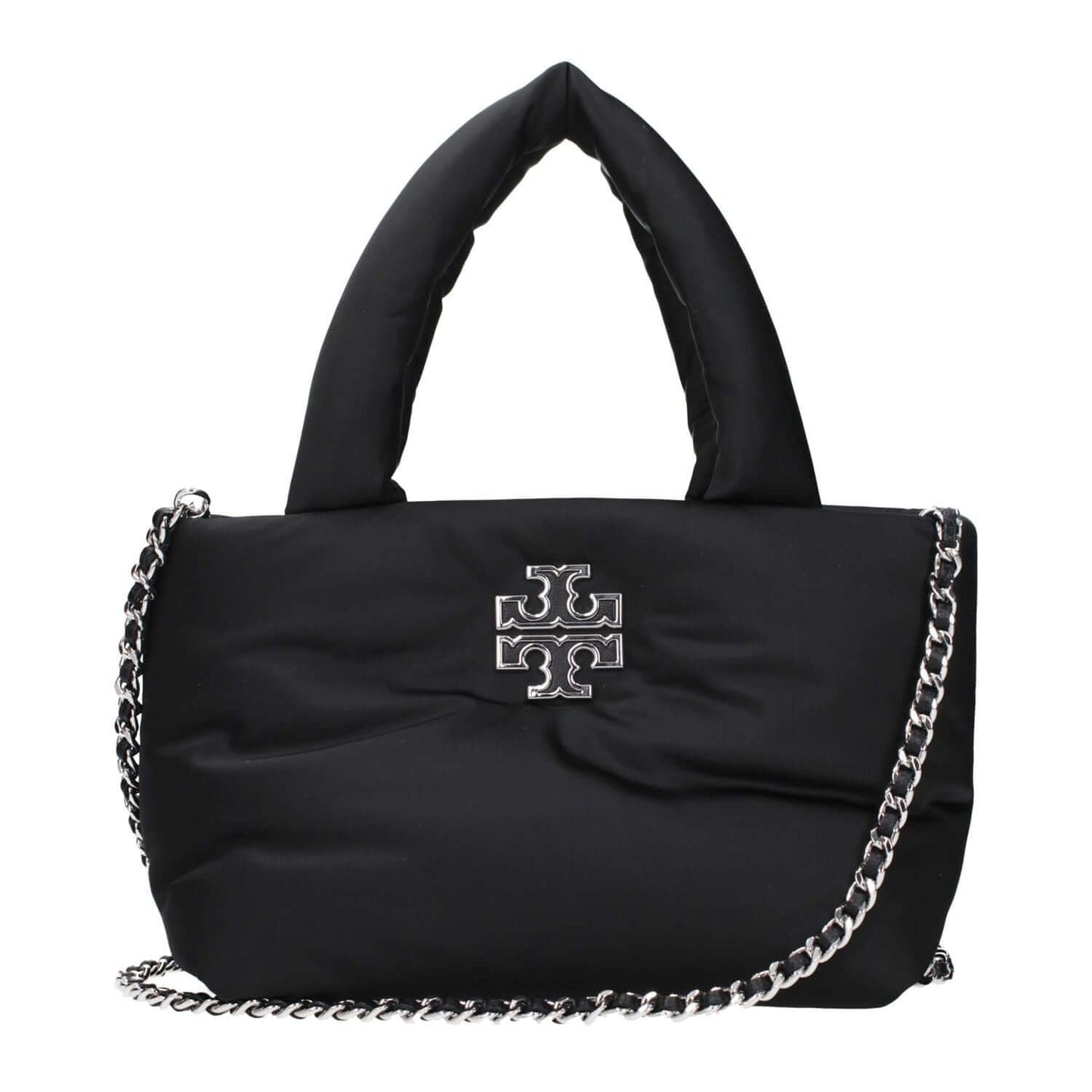 Tory Burch Black Fabric Handbag with front logo, adjustable and removable shoulder straps, MPN 170317001 and code F83547.