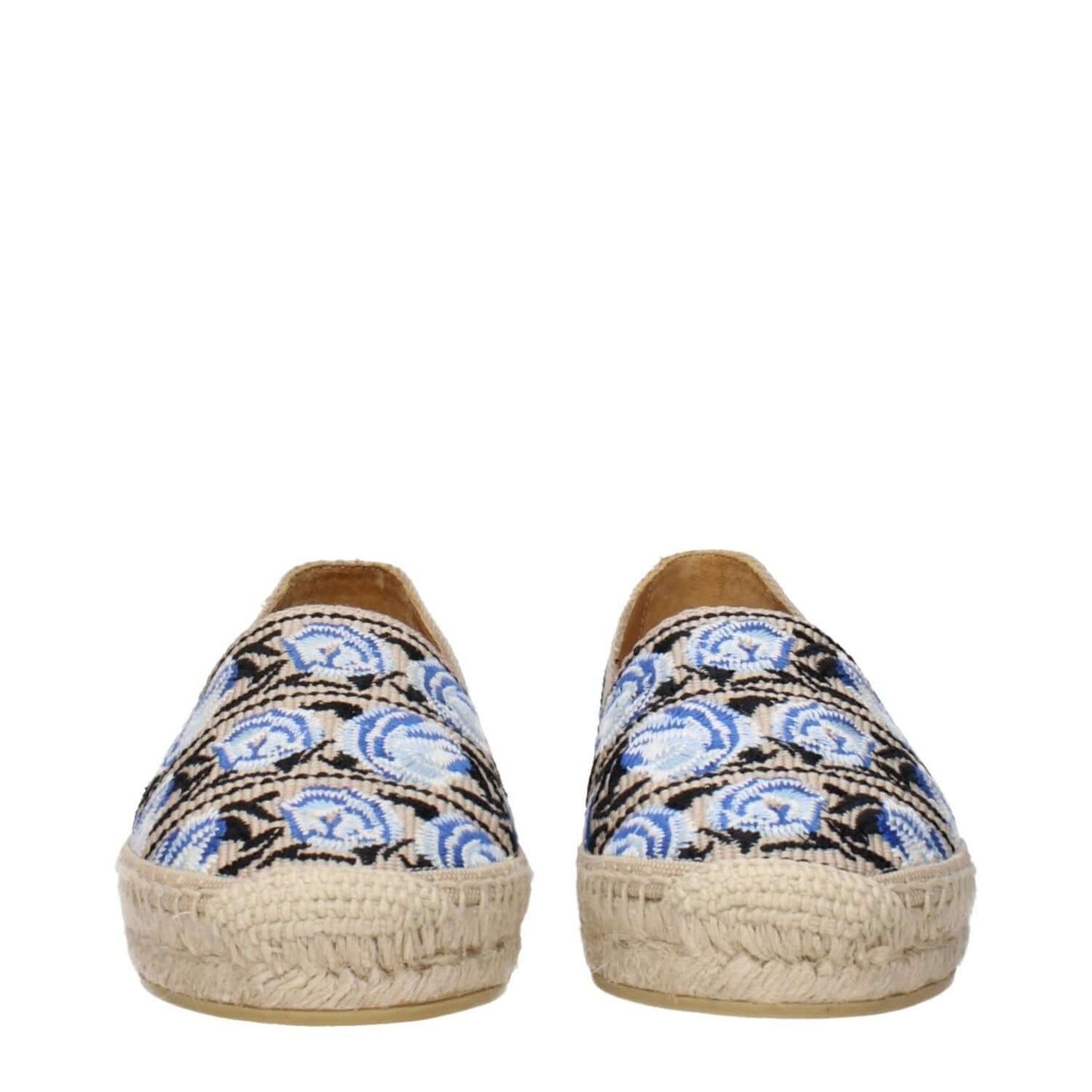 Prada Beige Fabric Espadrilles with printed design showcasing the unique pattern on woven soles.