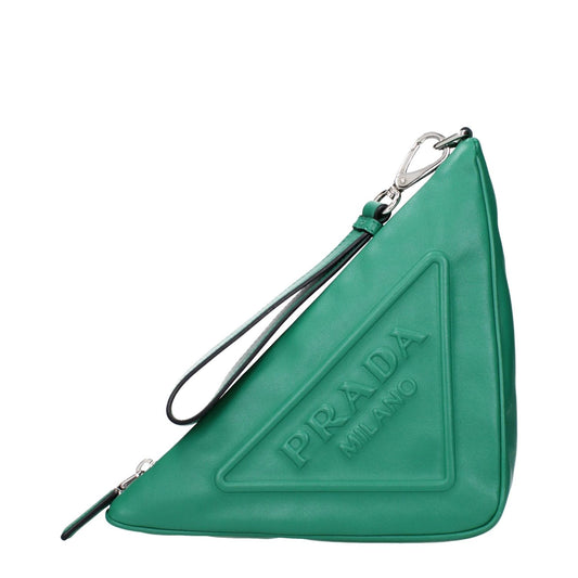Prada Green Leather Clutch Bags PR15185802690825BT
